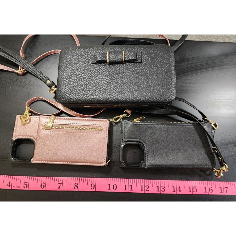 Cell Phone 3 Pc Lot Pink Black Protector Carrying Case Straps Wallet Durable